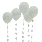 Team Bride Hen Party Balloons with Floral Balloon Tails 5pk